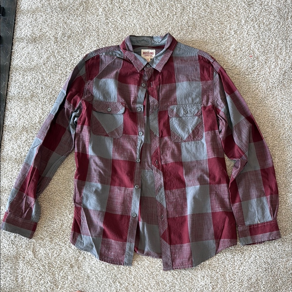 Mossimo Supply Co. Red and Gray Plaid Shirt